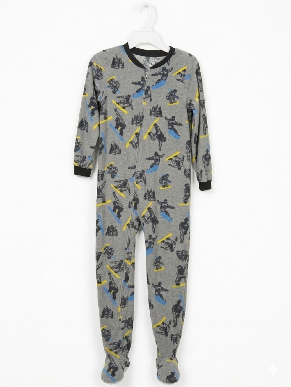 Carter's Grey Footed One-Piece with Blue and Yellow Ski Print